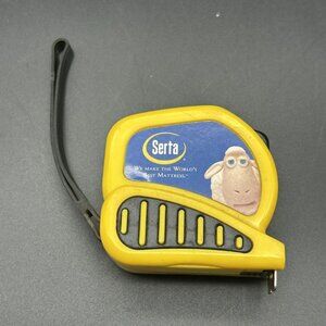 Vintage Serta Advertising Tape Measure Yellow Sheep 10 Ft Lock Belt Pocket Clip